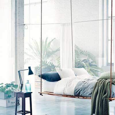 Camas colgantes... un sueño imposible? Dormitorio con cama colgante