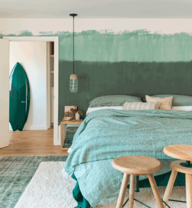 Dormitorio en verdes